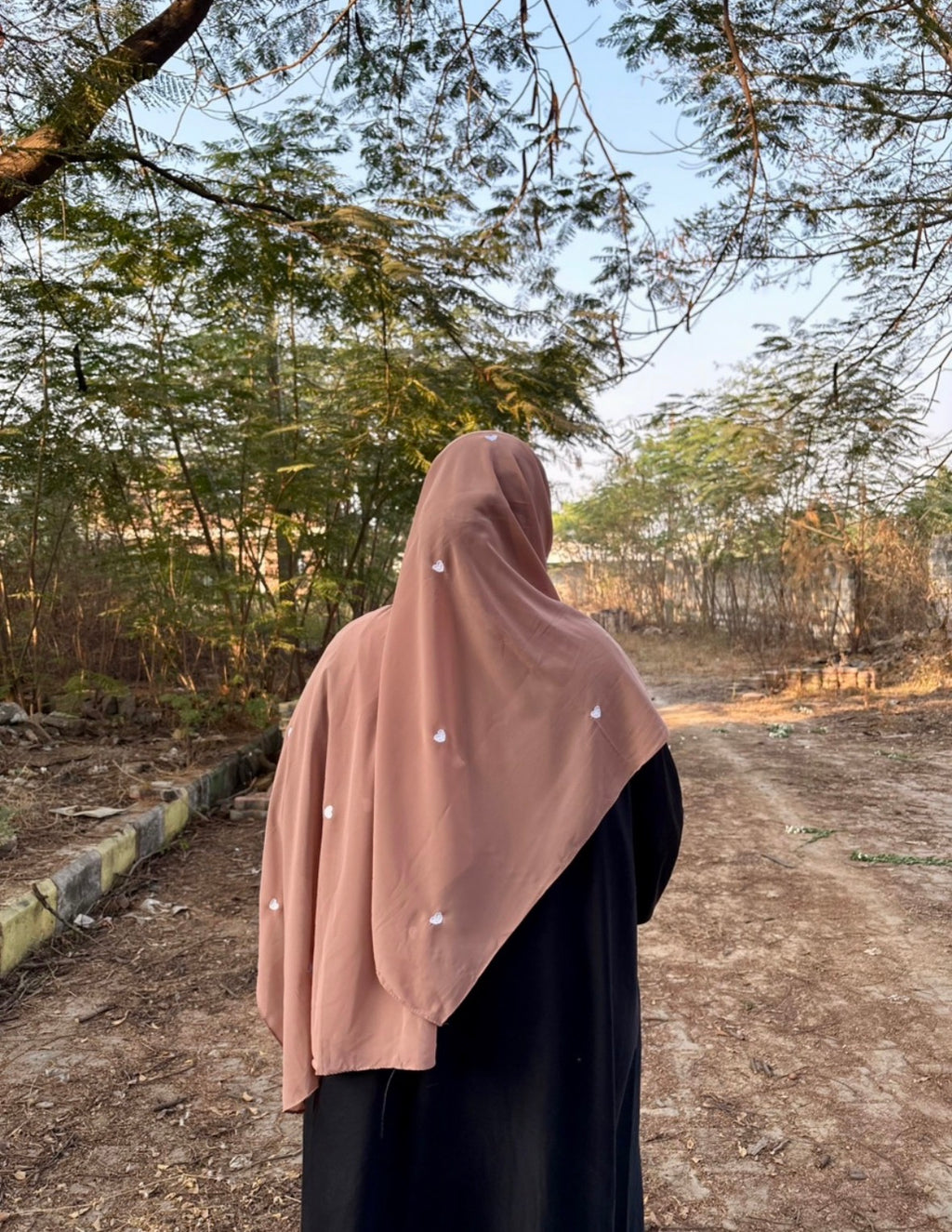 Blush pink embroidered hijab
