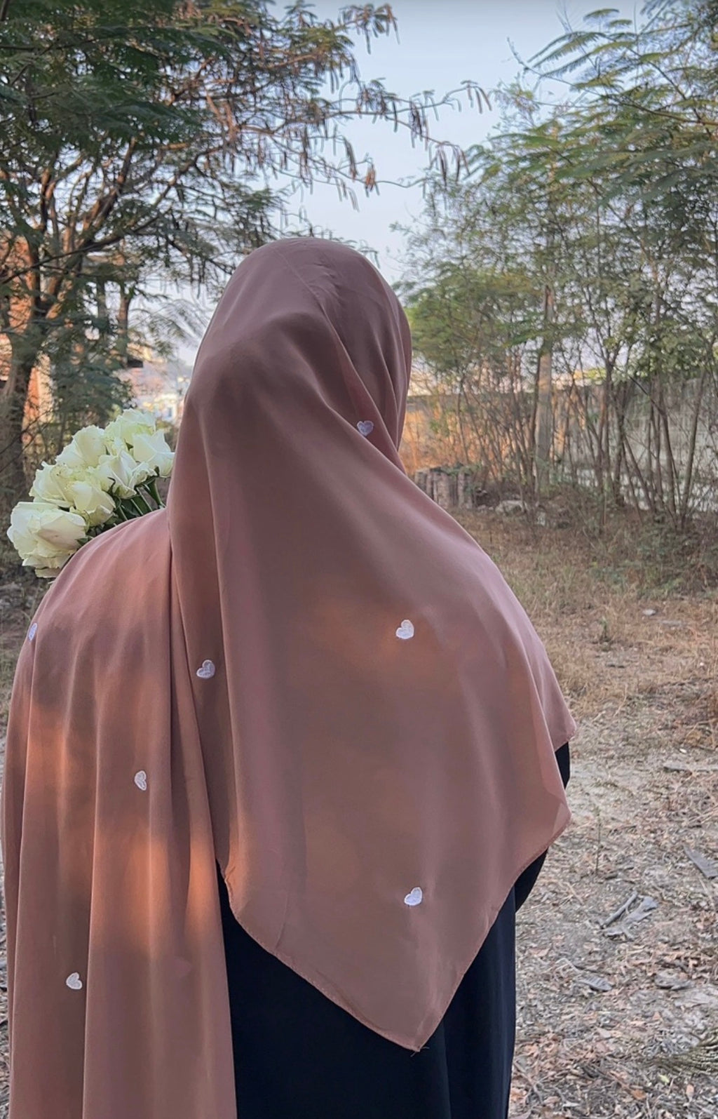 Blush pink embroidered hijab