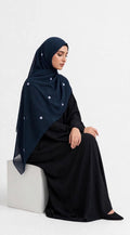 Navy blue Embroidery hijab