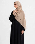 Beige - Embroidered hijab